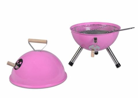 Kolorowy kulisty grill przenośny - różowy