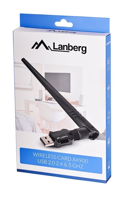 LANBERG KARTA SIECIOWA BEZPRZEWODOWA WIFI USB 2.0 DUAL BAND AX900 ANTENA