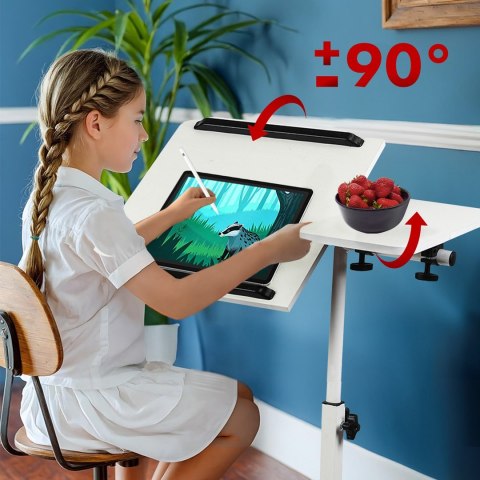 MACLEAN MOBILNE BIURKO/STAND NA LAPTOP, BIAŁE, REGULACJA WYSOKOŚĆ 59-89CM, MAX. 30KG MC-121 W