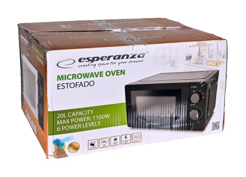 ESPERANZA ESPERANZA KUCHENKA MIKROFALOWA ESTOFADO CZARNA EKO011K (WYPRZEDAŻ)