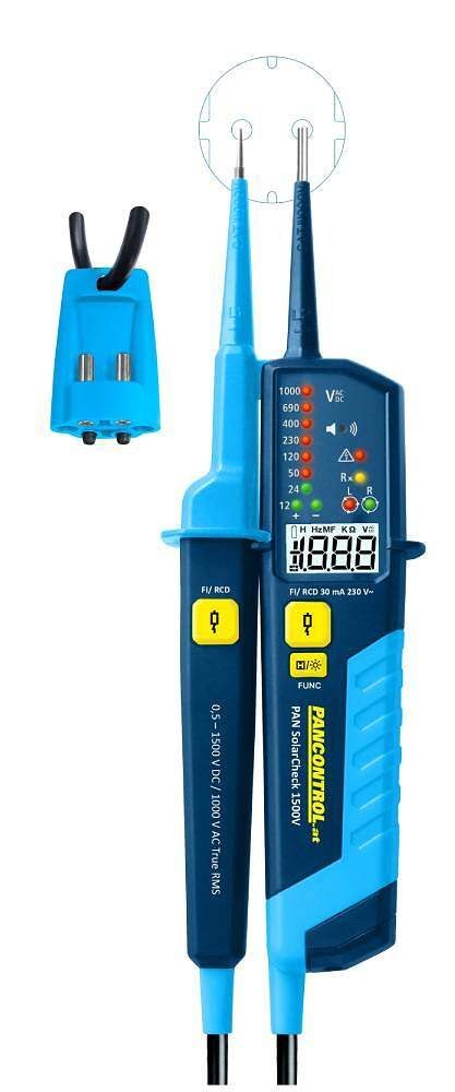 Tester napięcia i ciągłości obwodu z wyświetlaczem LED i LCD - 1000 V AC / 1500 V DC, wskaźnik kolejności faz i test wyłącznika 