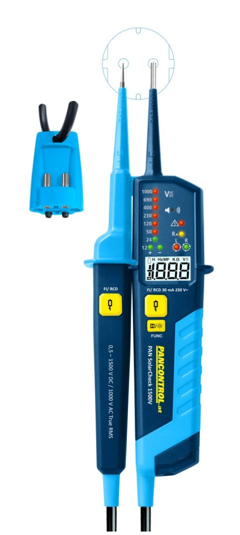 Tester napięcia i ciągłości obwodu z wyświetlaczem LED i LCD - 1000 V AC / 1500 V DC, wskaźnik kolejności faz i test wyłącznika 