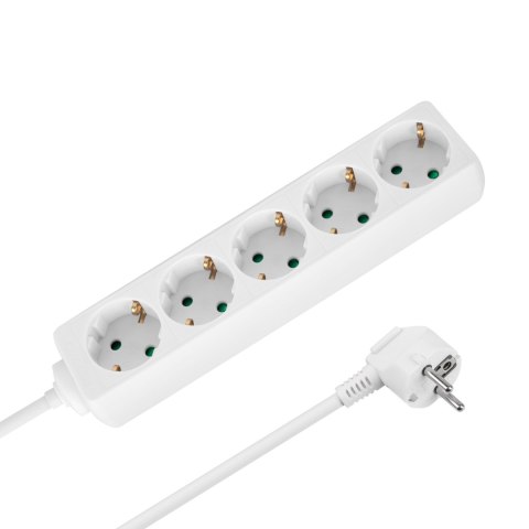 Przedłużacz 5 gniazd 3m typu niemieckiego bez przełącznika (3x1,5mm) Rebel biały