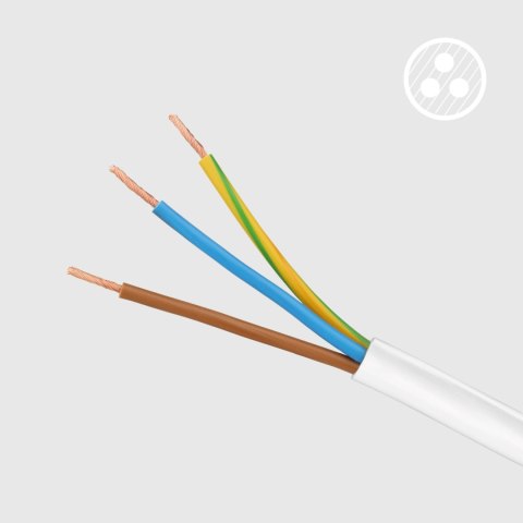 Przedłużacz 3 gniazda 5m typu niemieckiego bez przełącznika (3x1,5mm) Rebel biały