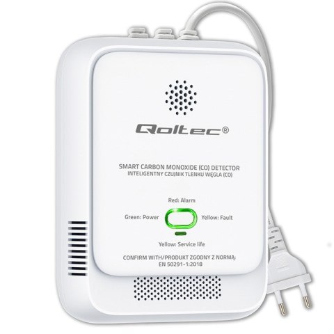 QOLTEC CZUJNIK TLENKU WĘGLA (CZADU) | DETEKTOR CO | ALARM 85DB LED