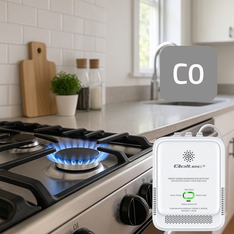 QOLTEC CZUJNIK TLENKU WĘGLA (CZADU) | DETEKTOR CO | ALARM 85DB LED