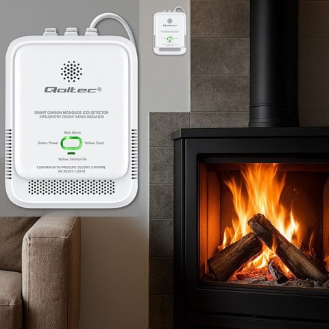 QOLTEC CZUJNIK TLENKU WĘGLA (CZADU) | DETEKTOR CO | ALARM 85DB LED