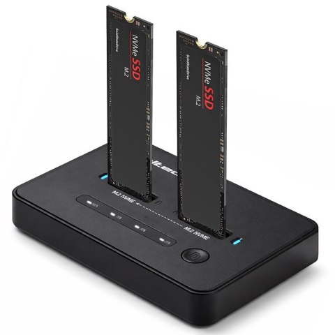 QOLTEC STACJA DOKUJĄCA SSD M.2 NVME | PCIE | USB-C | 20GB/S | DUAL 2X8TB | KLONOWANIE OFFLINE
