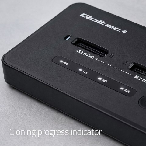 QOLTEC STACJA DOKUJĄCA SSD M.2 NVME | PCIE | USB-C | 20GB/S | DUAL 2X8TB | KLONOWANIE OFFLINE