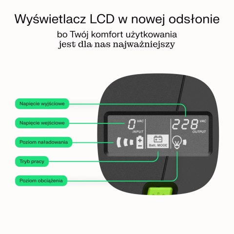 GREEN CELL UPS POWERPROOF 480W/750VA CZYSTA SINUSOIDA