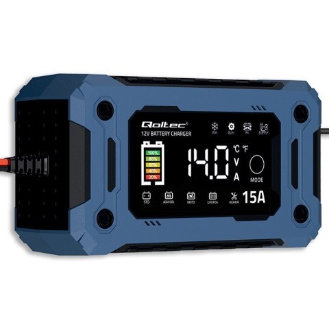 QOLTEC ŁADOWARKA 12V 15A | PROSTOWNIK DO AGM GEL LIFEPO4 | LCD