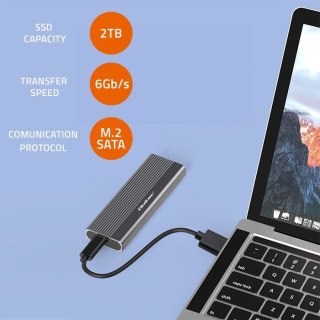 QOLTEC OBUDOWA NA DYSK SSD M.2 | SATA | NGFF | USB-C | SUPER SPEED | 2TB | SZARY (OUTLET)