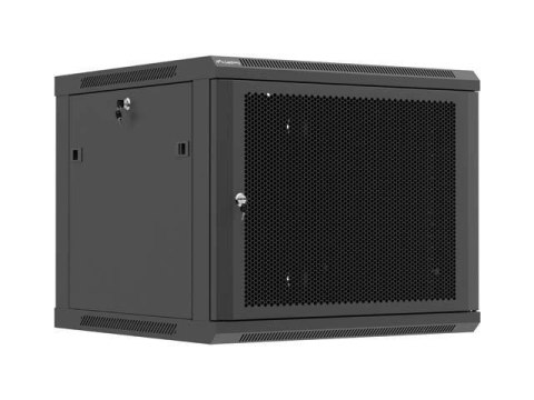 Szafa instalacyjna Rack 19" Lanberg 9U 600x600 wisząca czarna drzwi perforowane (flat pack)