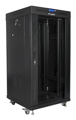 LANBERG SZAFA STOJĄCA RACK 19" 22U 600X600 CZARNA DRZWI SZKLANE LCD (FLAT PACK) V2