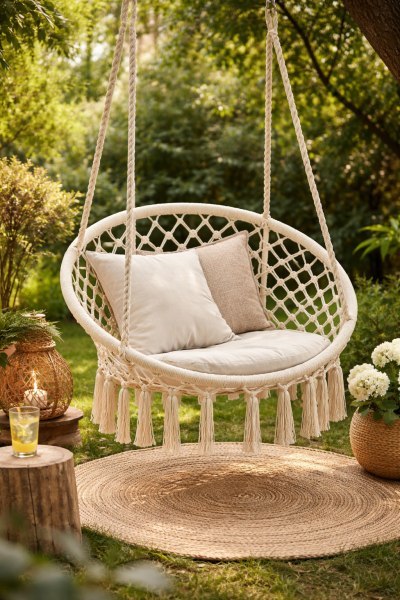 Fotel boho hamak ogrodowy wiszące Bociane gniazdo 80cm