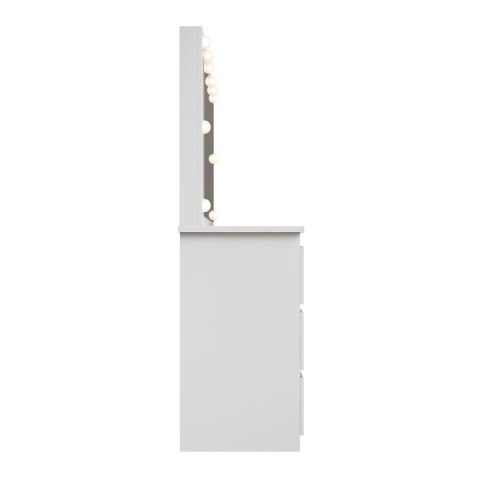 Toaletka kosmetyczna LED, 7 szuflad, biała, 108x41x140 cm