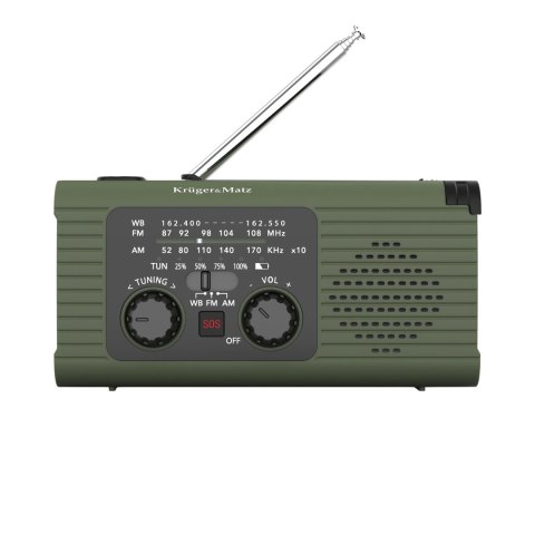 Radio solarne, przenośne radio awaryjne SOS, powerbank 5000mAh, latarka, dynamo, Kruger&Matz