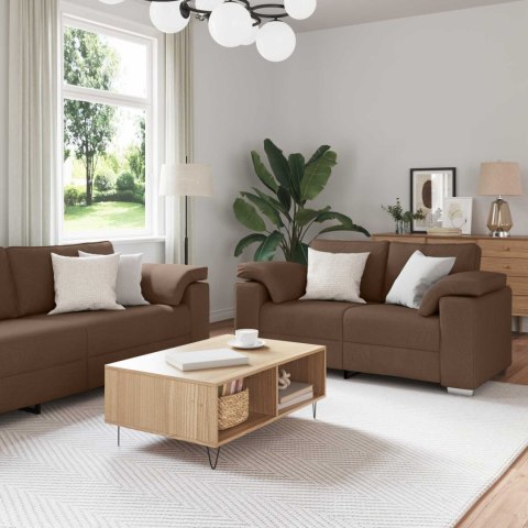 Sofa 2 pcs Brązowy 219 x 80 x 82 cm tkanina