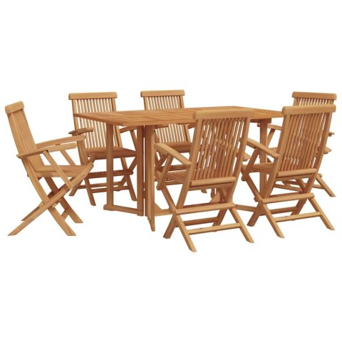 Zestaw do jadalni w ogrodzie 7 pcs Brązowy Lite drewno teakowe