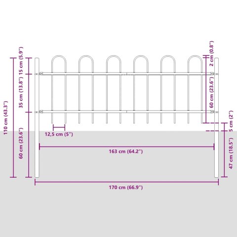 Ogrodzenie Ogrodowe 5 pcs Szary 8,5 x 0,6 m