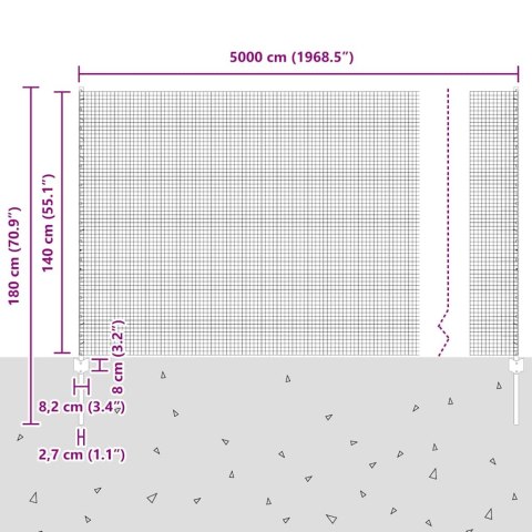 Ogrodzenie z drutu spawanego z słupkiem 50 x 1,4 m (S x W)