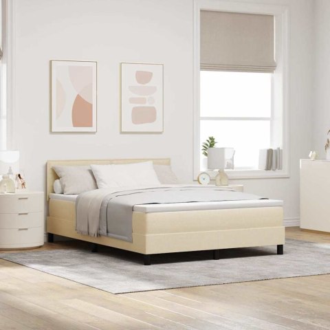 Łóżko sprężynowe z materacem z LED Kremowy 140 x 200 cm tkanina