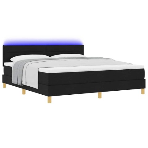Łóżko z sprężyną LED z paskami LED Czarny 180 x 200 cm tkanina