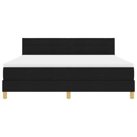 Łóżko z sprężyną LED z paskami LED Czarny 180 x 200 cm tkanina