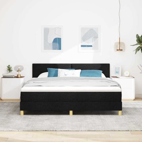 Łóżko z sprężyną LED z paskami LED Czarny 180 x 200 cm tkanina