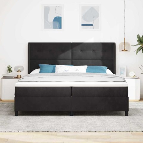 Łóżko sprężynowe z materacem z LED Czarny 200 x 200 cm Aksamit