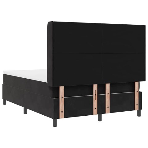 Łóżko sprężynowe z paskami LED Czarny 140 x 200 cm Aksamit