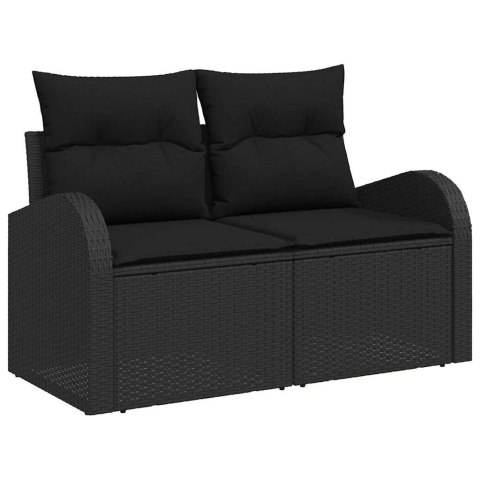 Zestaw Sof z poduszką 10 pcs Czarny Rattan poli