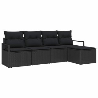 Zestaw Sof z poduszką 5 pcs Czarny polirattan