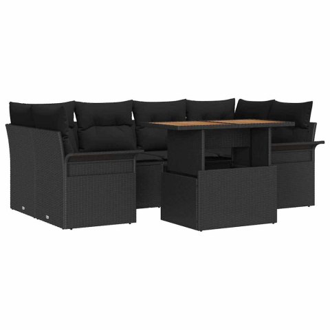 Zestaw Sof na Ogród z poduszką 7 pcs Czarny