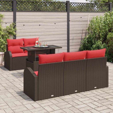 Zestaw Sof na Ogród z poduszką 6 pcs Brązowy Rattan poli