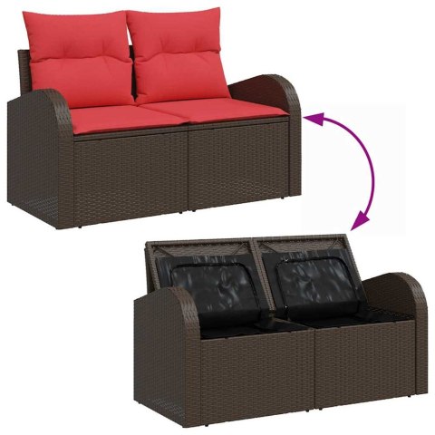 Zestaw Sof na Ogród z poduszką 9 pcs Brązowy Rattan poli