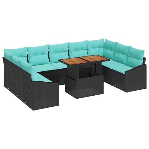 Zestaw do jadalni w ogrodzie 10 pcs Czarny i Turkusowy