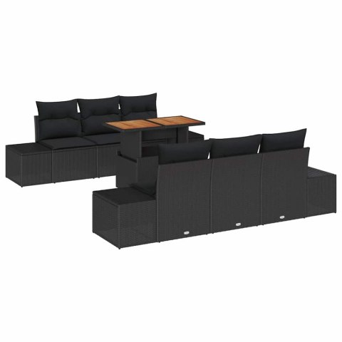 Zestaw do jadalni w ogrodzie z poduszką 7 pcs Czarny i Brązowy