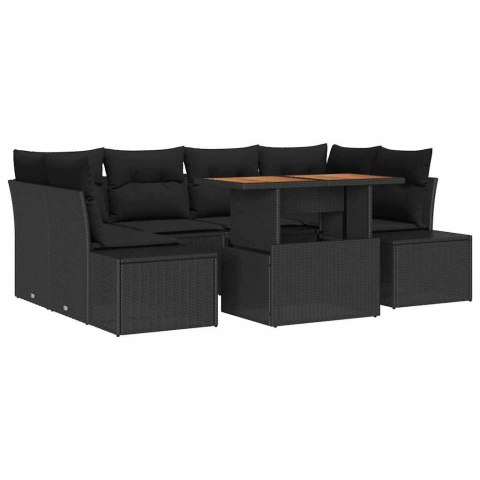 Zestaw do jadalni w ogrodzie z poduszką 7 pcs Czarny i Brązowy