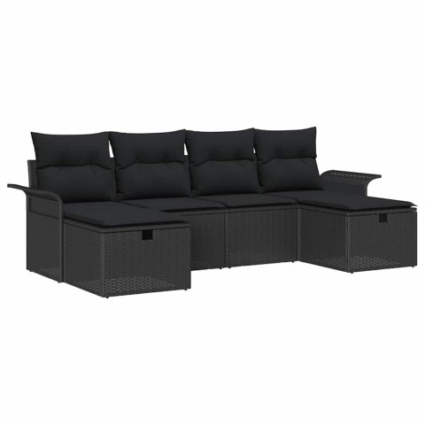 Zestaw Sof na Ogród z poduszką 6 pcs Czarny polirattan