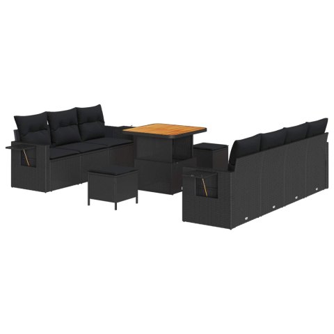 Zestaw Sof na Ogród 10 pcs Czarny polirattan