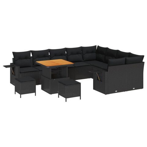 Zestaw Sof na Ogród 12 pcs Czarny polirattan