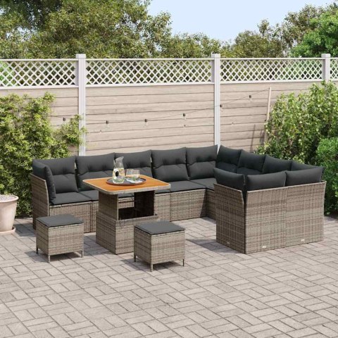 Zestaw Sof na Ogród 12 pcs Szary polirattan