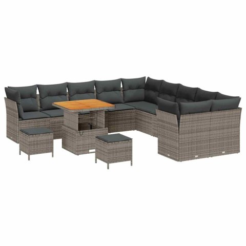 Zestaw Sof na Ogród 13 pcs Szary polirattan