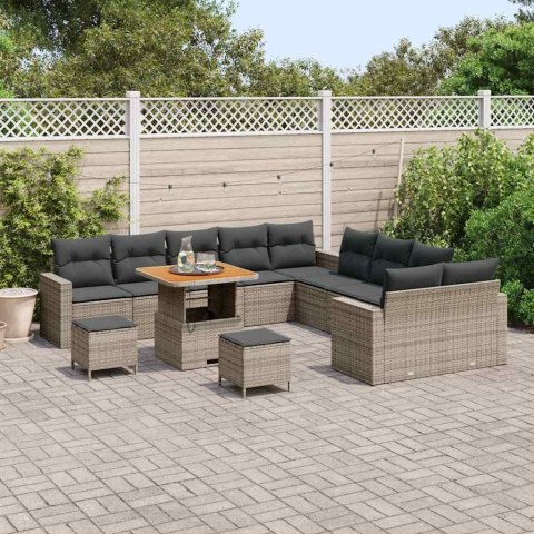 Zestaw Sof na Ogród 13 pcs Szary polirattan