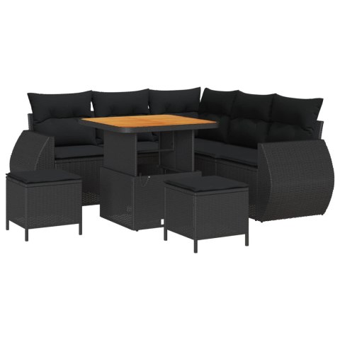 Zestaw Sof na Ogród 8 pcs Czarny polirattan